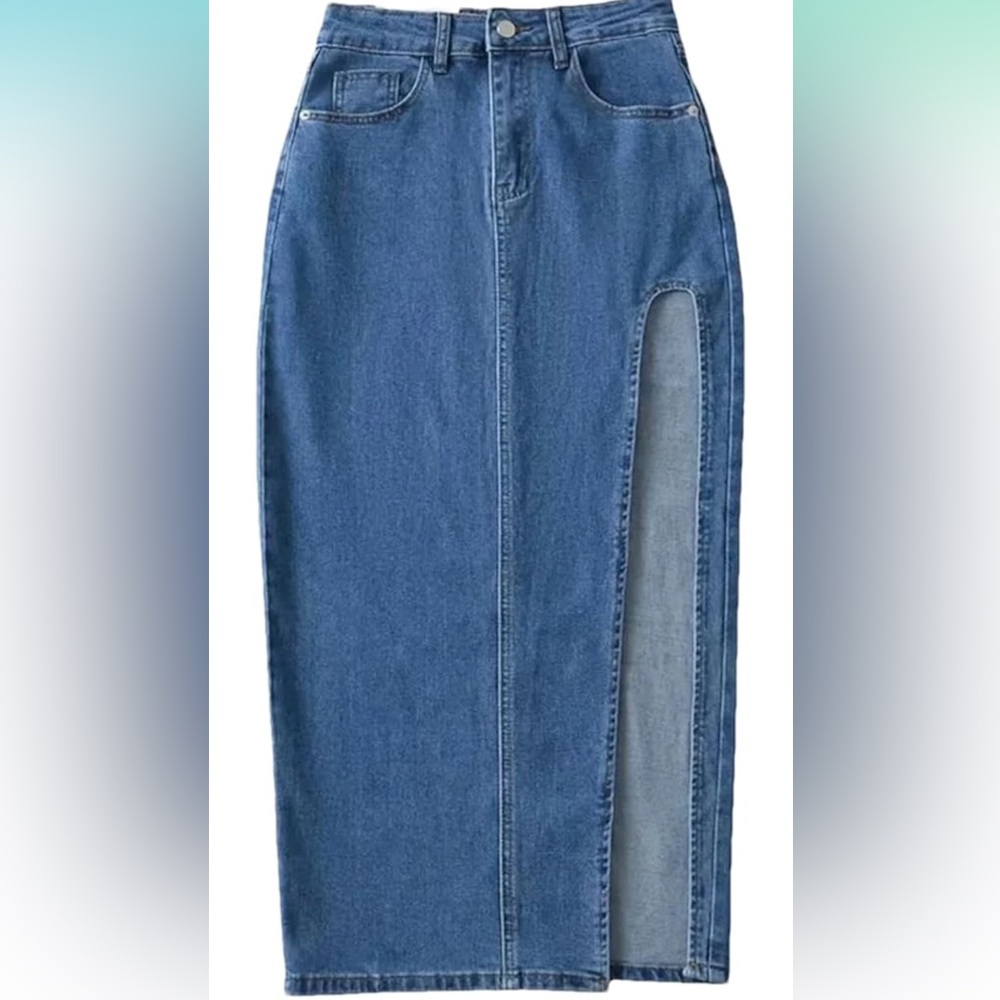Denim skirt for women high slit